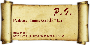 Pakos Immakuláta névjegykártya